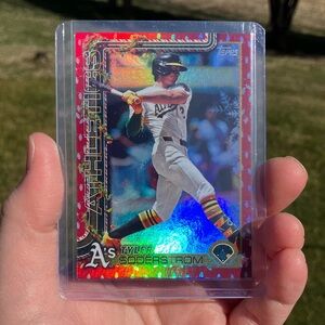 Topps 2025 Holiday H32 Athletics Tyler Soderstrom Holo Red border